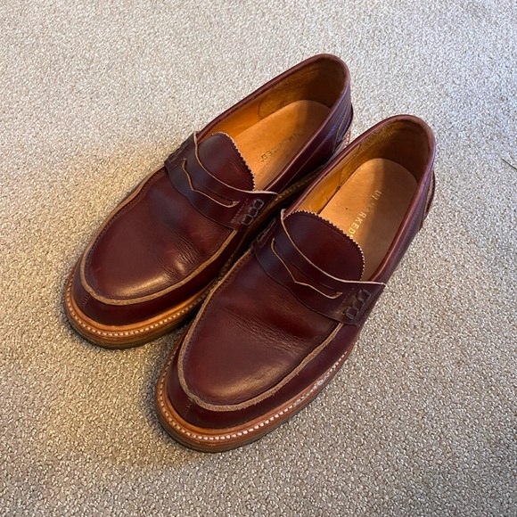 UNMARKED Other - Unbranded Men's Burgundy Leather Penny Loafers